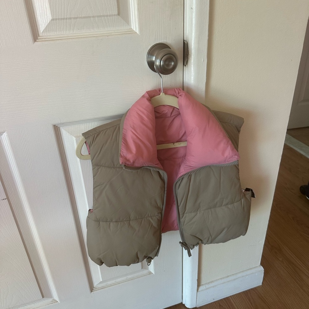 Pink and Tan Puffer Vest
